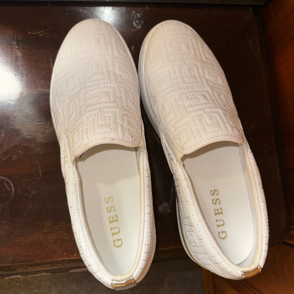 Guess White Textile Slip-Ons